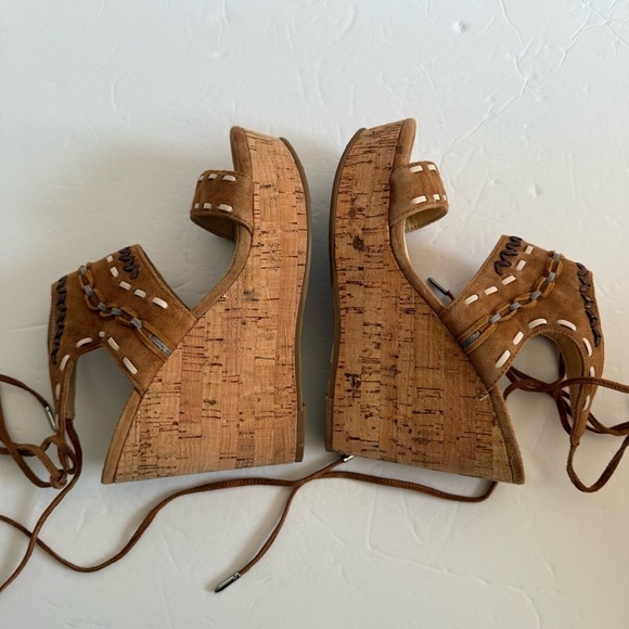 Ivanka Trump Brown Wedge Sandals with Ankle Strap - Picture 10 of 14